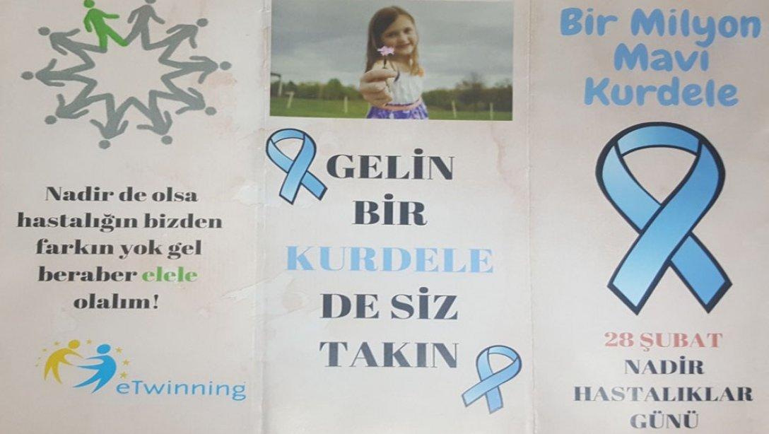 Çavuşlu İlk-Ortaokulu 28 Şubat Nadir Hastalıklar Gününde "Bir Milyon Mavi Kurdele" e-Twinning projesini Hayata Geçirdi...
